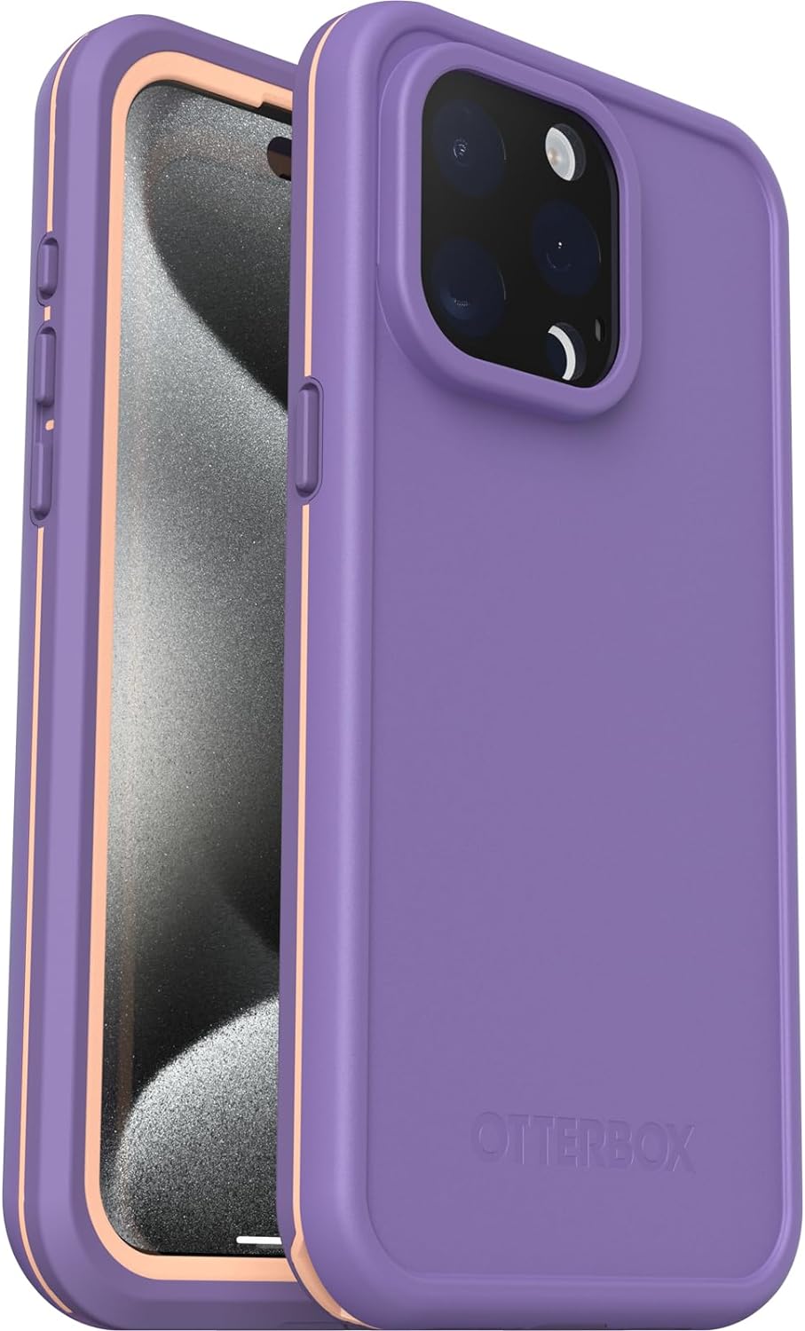 OtterBox Fre Case for iPhone 15 Pro Max for MagSafe, Waterproof (IP68), Shockproof, Dirtproof, Sleek and Slim Protective Case with built in Screen Protector, x5 Tested to Military Standard, Purple