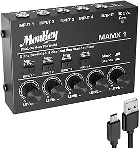 Moukey Audio Mixer Line Mixer has won praise from many professional users for its excellent mixing effects and ease of operation. It supports multi-channel input and output, making it easy to mix, adjust and distribute audio signals.