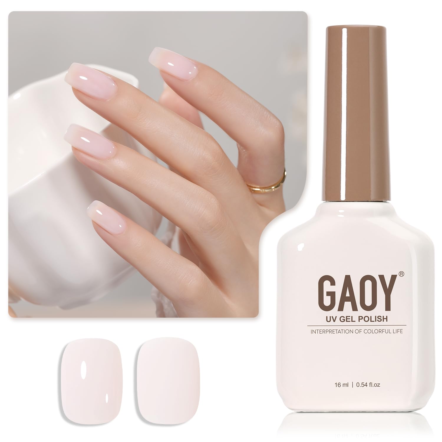 GAOY Jelly Nude Gel Nail Polish, 16ml Sheer Pink Translucent Gel Polish, UV Light Cure for Nail Art DIY, 1710 Pink Wedding