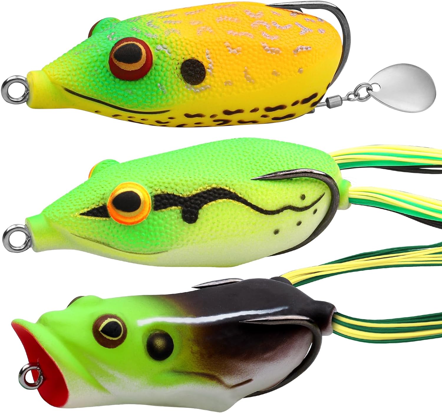 TRUSCEND Topwater Frog Fishing Lures with Silicone Leg Japan Design Weedless Soft Plastic Frogs Baits for Bass Musky Trout Artificial Lifelike Lures for Freshwater Saltwater Fishing Gear Gifts for Men