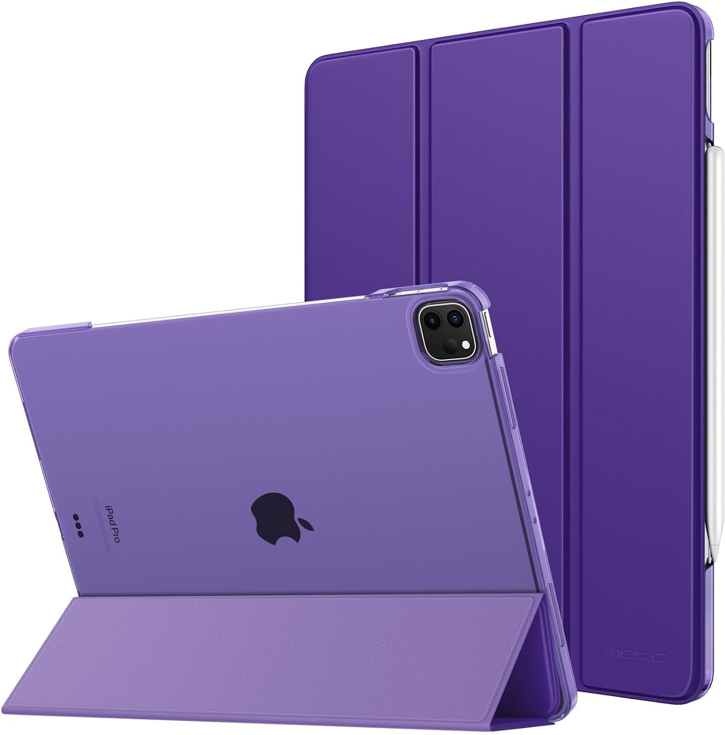 MoKo for iPad Air 13 Inch M2 Case 2024/ iPad Pro 12.9 Case (6th/5th Gen 2022/2021), Slim Smart Shell Translucent Frosted Hard PC Back Cover, Support Touch ID & Pencil Pro/2nd/USB-C, Purple Violet