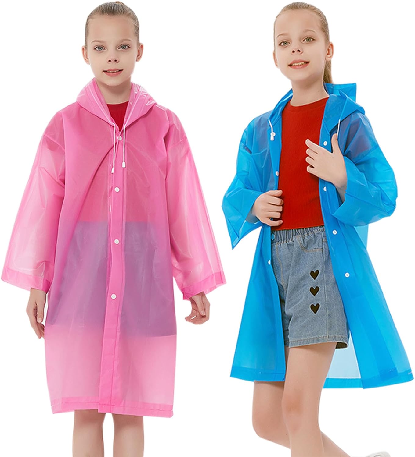 Rain Ponchos Raincoats for Kids, Reusable Boys Girls Rain Jackets Emergency with Hood for Family Disney Travel Outdoor