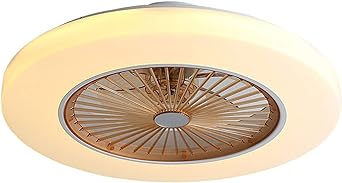 Gdrasuya10 Ceiling Fans with Light Flush Mount 58cm Modern Invisible LED Ceiling Chandelier Fan Light Remote Control Dimmable Variable Speed Lighting Fixture USA Stock (Gold)