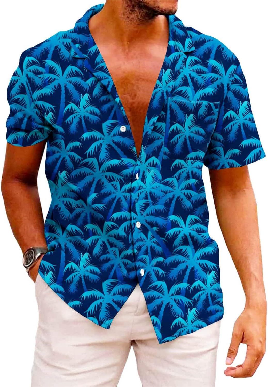 KYKU Funky Hawaiian Shirt for Men Palm Beach Shirts Tropical Vacation Shirts