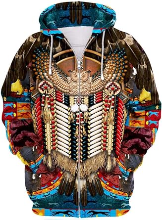 Native American Hoodies for Women Men 3D Print Zipper Jacket Cosplay Costume Hoodie Sweatshirt Clothing Clothes Mens