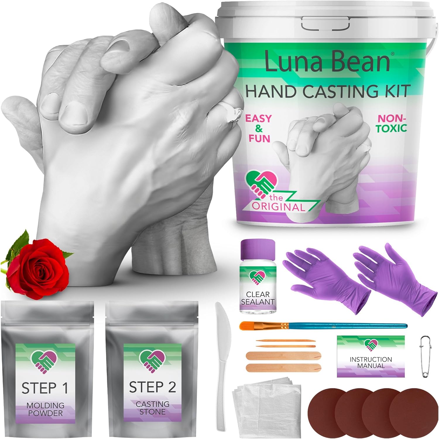 Luna Bean Hand Casting Kit  Couples Gifts Idea, Anniversary for Couple Gift, Mothers Day Gifts, Fun Date Night Ideas, Gift for Women and Men, Hand Mold Kit, Valentines Day, Christmas