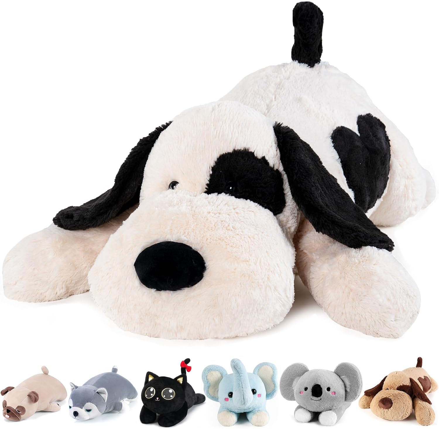 Black & White Dog Weighted Stuffed Animals - 22 Inch 4.5 Pounds Weighted Plush Dog Stuffed Animals - Big Stuffed Dog Plush Pillow - Cute Plush Toys Gifts for Kids & Adults (22" 4.5 lbs)