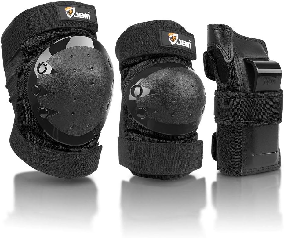 JBM Adult & Kids Knee Pads Elbow Pads and Wrist Guards Set for Inline Skating, Roller Skating, Skateboarding and Multi-Sports