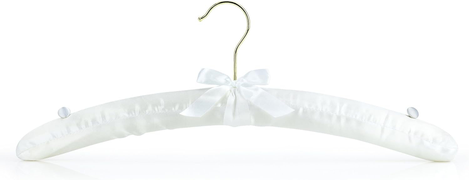 Hangerworld White 17inch Satin Padded Top Garment Wedding Clothes Coat Hangers with Buttons