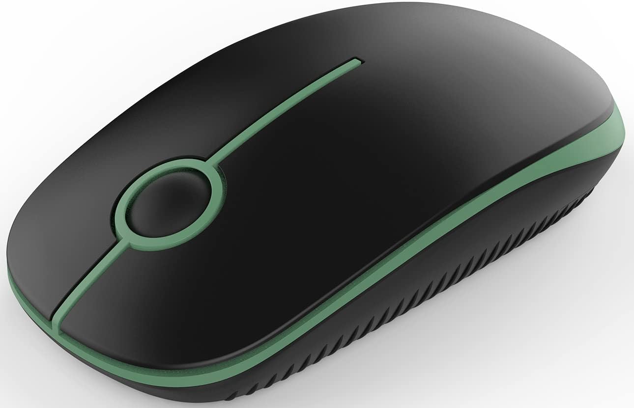 VssoPlor Wireless Mouse, 2.4G Slim Portable Computer Mice with Nano Receiver for Notebook, PC, Laptop, Computer (Black and Green)