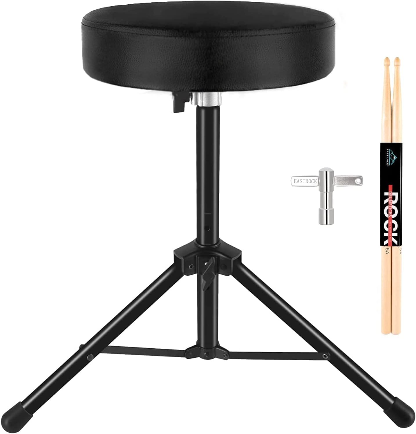 EASTROCK Drum Throne,Padded Drum Seat Drumming Stools with Anti-Slip Feet for Adults and Kids Drummers (Black)