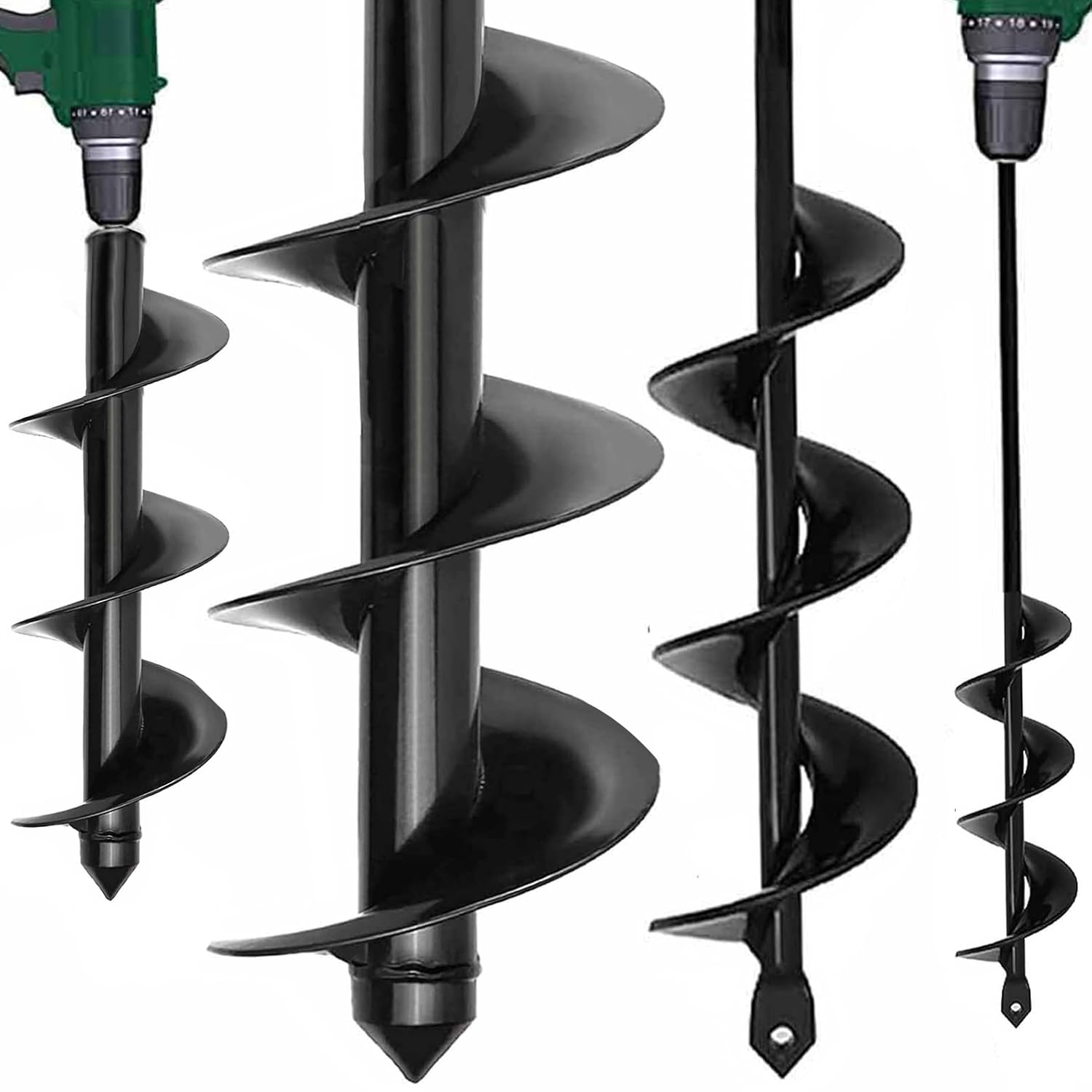 TCBWFY Garden Auger Drill Bit for Planting 3.5x16and 1.6x16.5Auger Drill Bit Plant Flower Bulb Auger Spiral Hole Drill Earth Post Umbrella Bulb Planter Auger for 3/8Hex Drive Drill