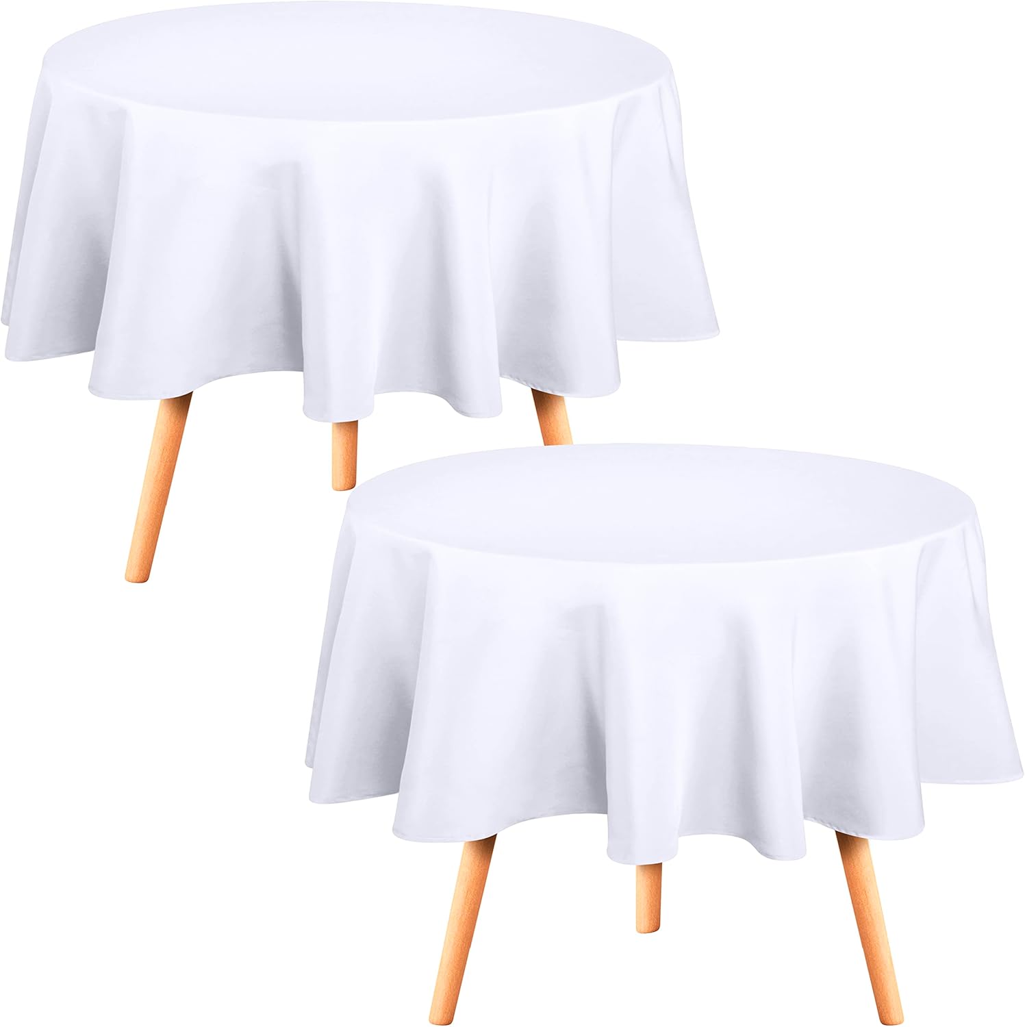 Utopia Kitchen Round Table Cloth 2 Pack [70 Inches, White] Tablecloth Machine Washable Fabric Polyester Table Cover for Dining, Buffet Parties, Picnic, Events, Weddings and Restaurants