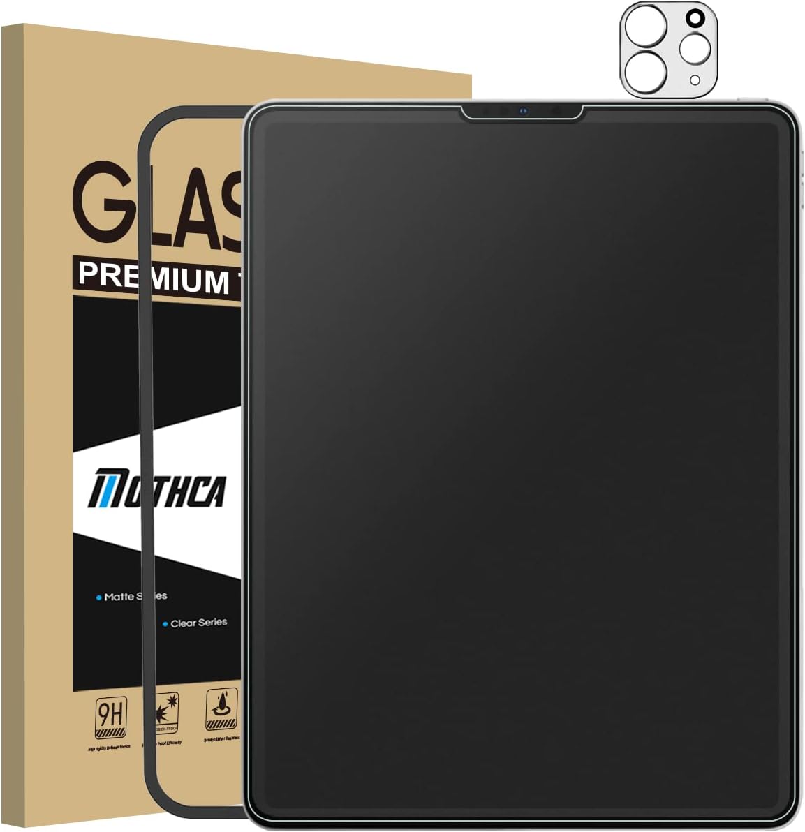 Mothca Matte Glass Screen Protector for iPad Pro 12.9-inch 6th/5th/4th/3rd Generation(2022/2021/2020/2018 Models) Anti-Glare & Anti-Fingerprint No Dazzling 9H Tempered Glass HD Shield Smooth as Silk