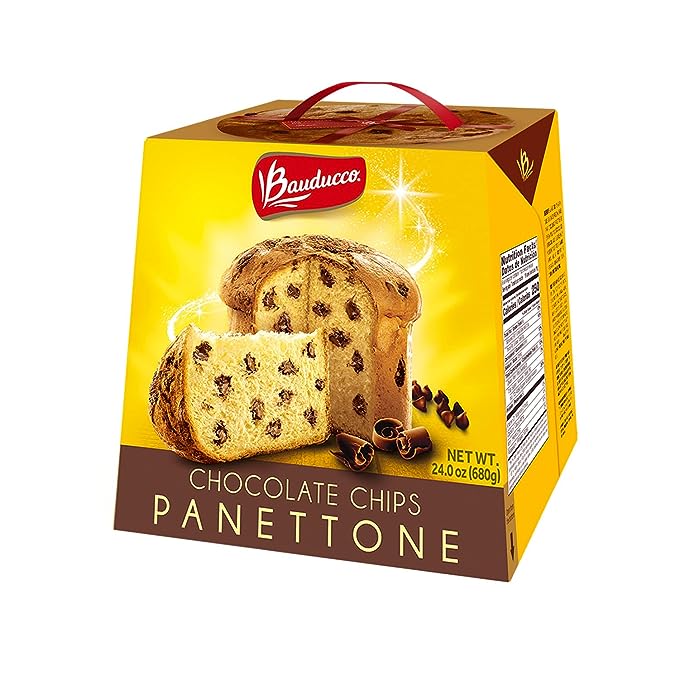 Bauducco Panettone with Chocolate Chips, Moist & Fresh, Traditional Italian Recipe, Italian Traditional Holiday Cake 24.0oz (Pack of 1)