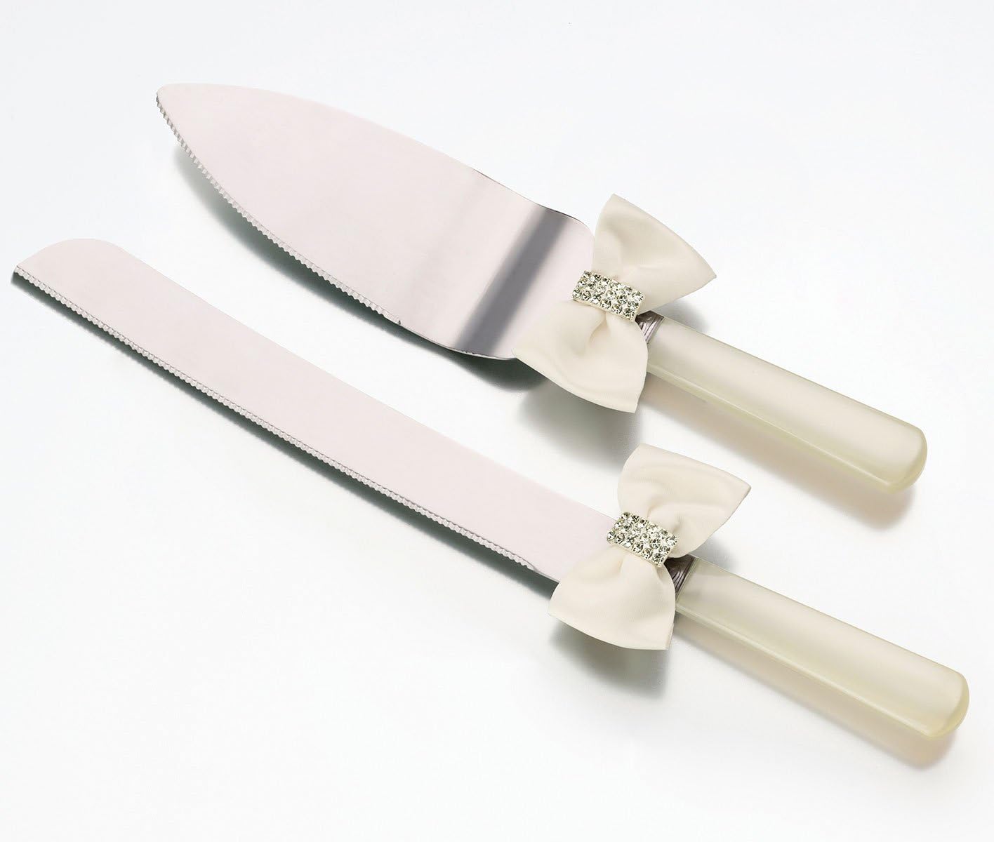 Lillian Rose, Cream Rhinestone Jewel Bow Wedding Cake Knife Server, (K610 I), 11.75