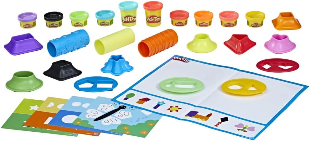 Play-Doh Shapes and Colors Preschool Toy for Kids 2 Years and Up with 5 Activity Playmats, 15 Tools, and 10 Modeling Compound Colors, Non-Toxic (Amazon Exclusive)