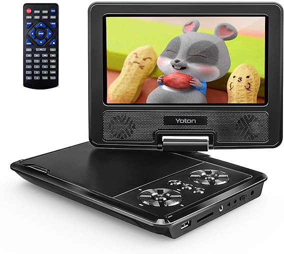 YOTON 9.5 Portable DVD Player for Kids and Car, 7.5 Swivel HD Screen with 4-6 Hours Built-in Battery, Support Sync Screen to TV, Support SD Card/USB/Multiple Disc Formats