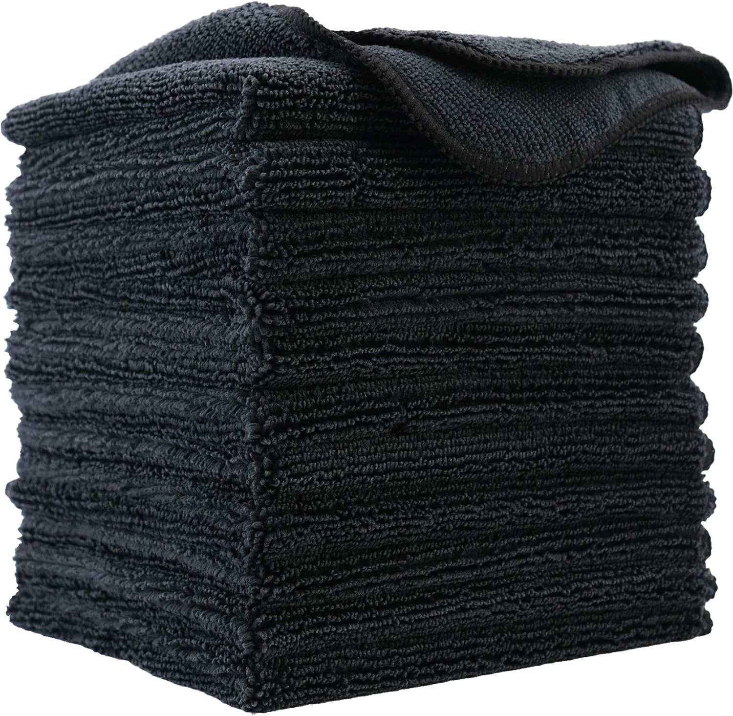 POLYTE Premium Microfiber Cleaning Cloth,12 x 12 in, 12 Pack (Black)