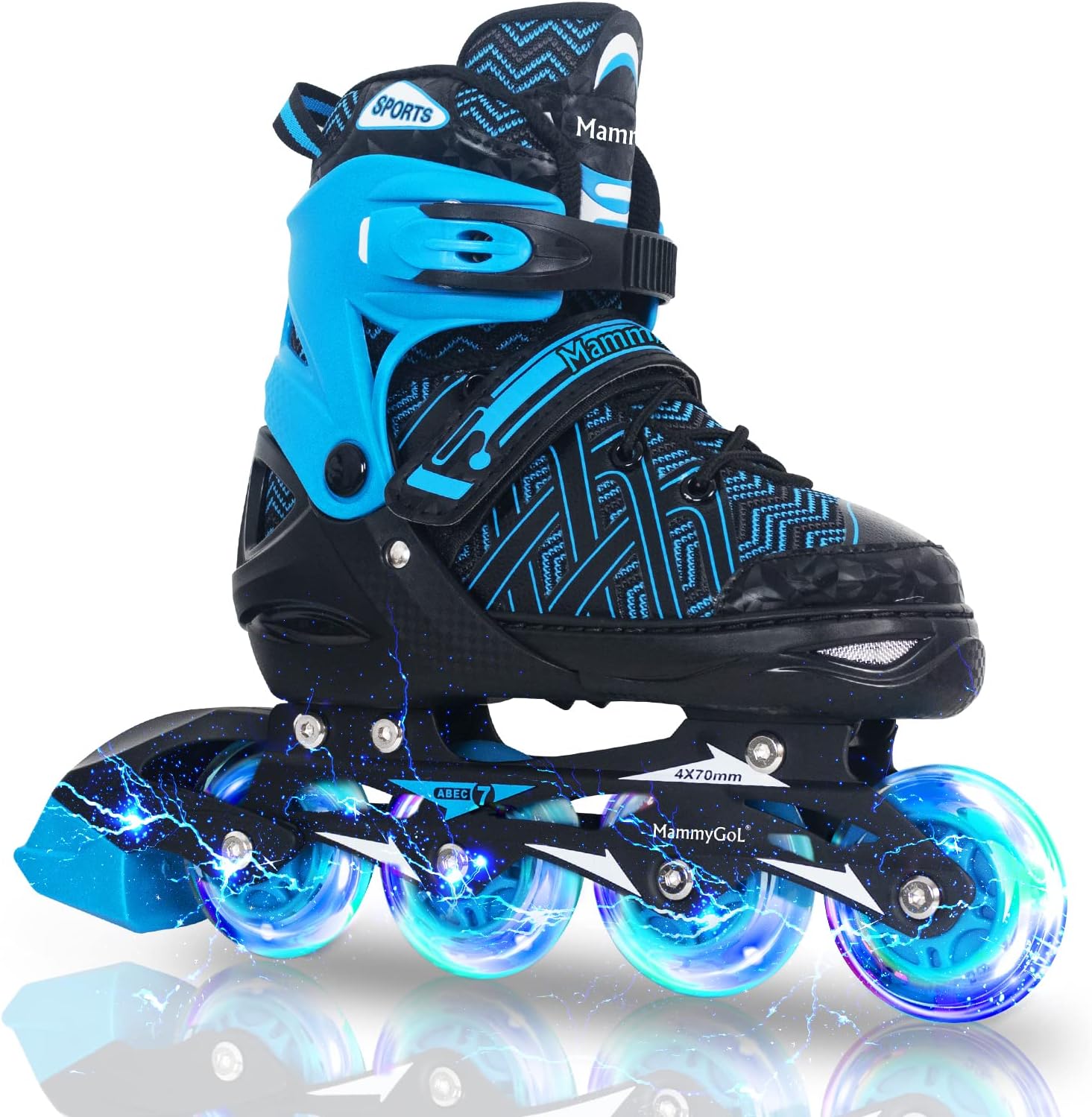 MammyGol Adjustable Inline Skates for Kids,Roller Skates with Featuring All Illuminating Wheels - Beginner Skates for Girls and Boys,Youth Teens