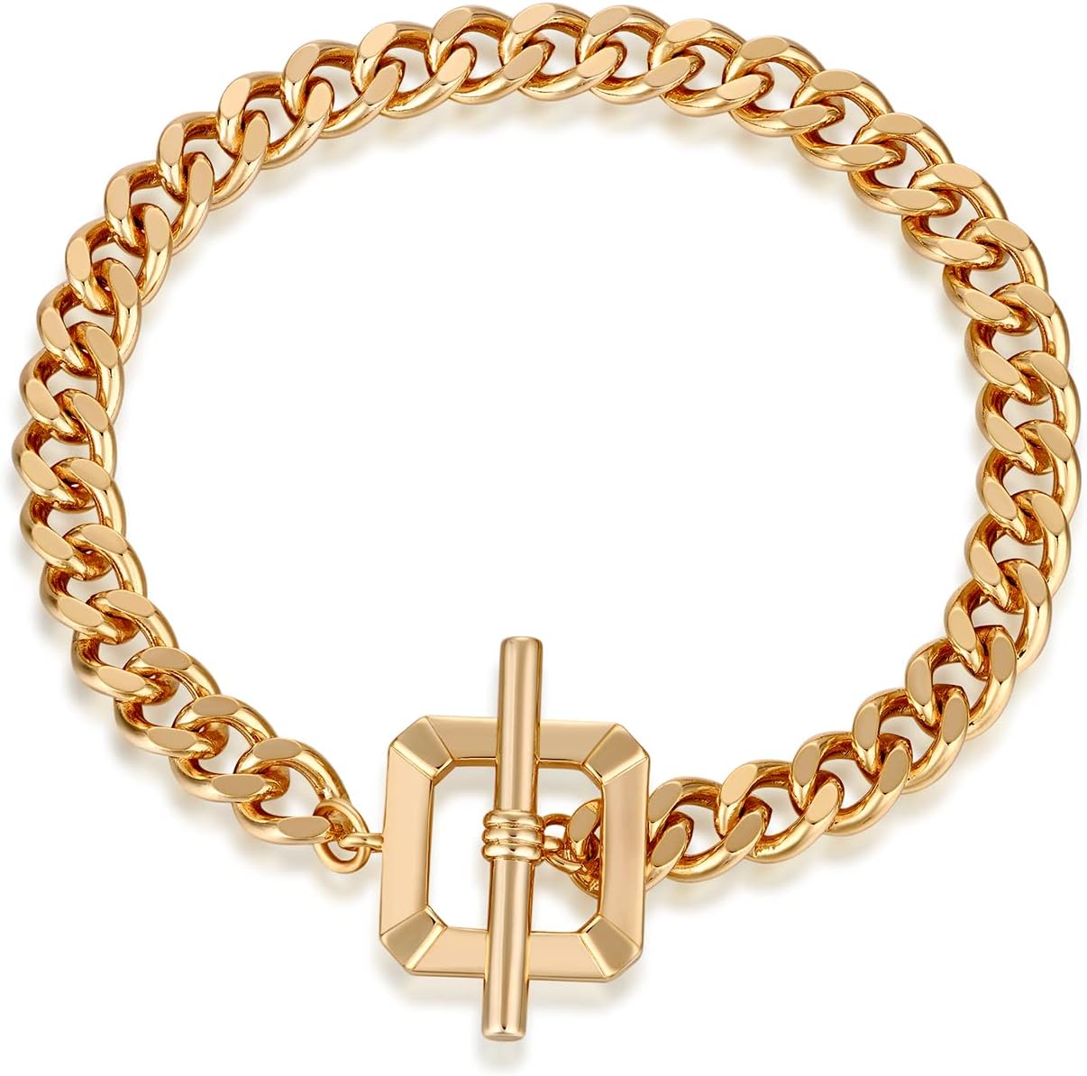 Dainty Layering Bracelets for Women 18 k Gold Plated Fashion Adjustable Chunky Cuban Paperclip Link Chain Bracelets Jewelry for Women Girls Gift