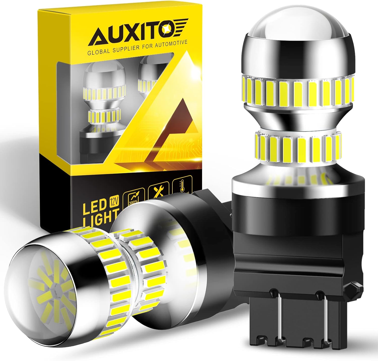 AUXITO 3157 LED Bulb for Reverse Lights, Super Bright 3156 3056 3057 4157 3047 4057 3457 4114 LED Bulb for Backup Reverse Tail Parking Brake DRL Turn Signal Lights, Pack of 2