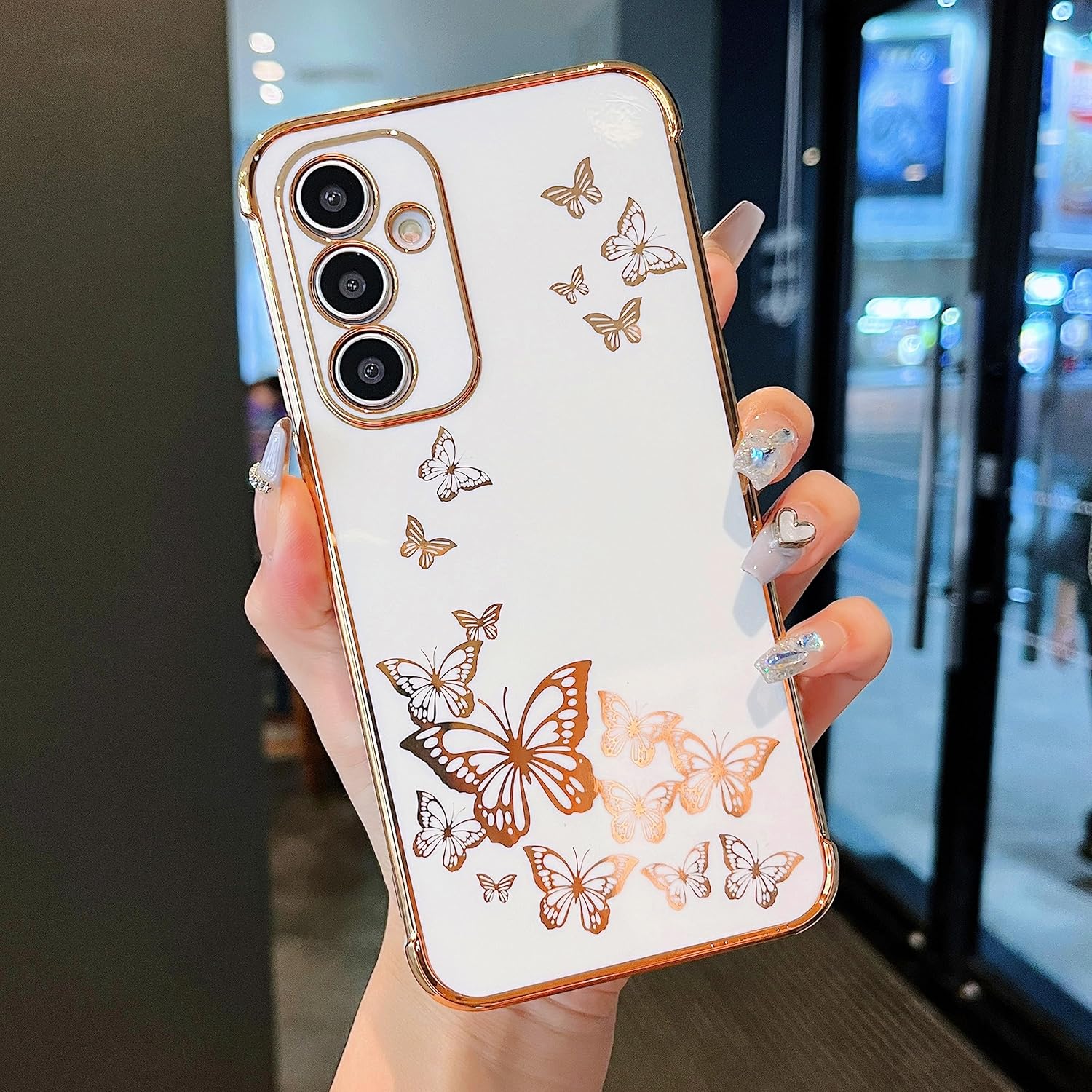 ZTOFERA Phone Case for Samsung Galaxy S24 Plus,Luxury Plating Butterfly for Lovely Cute Girls & Women,Soft TPU Full Coverage & Lens Protective for Samsung Galaxy S24 Plus Phone Case-White