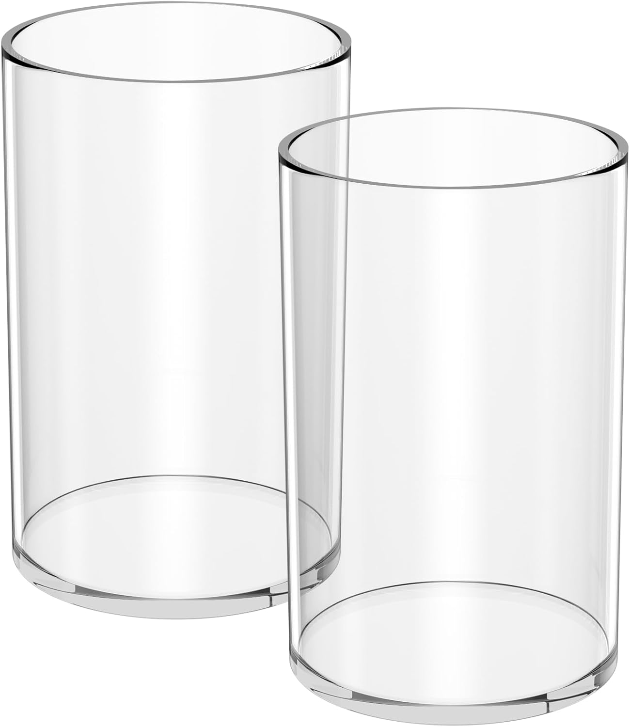 NIUBEE Acrylic Pen Holder 2 Pack,Clear Desktop Pencil Cup Stationery Organizer for Office Desk Accessory -Round