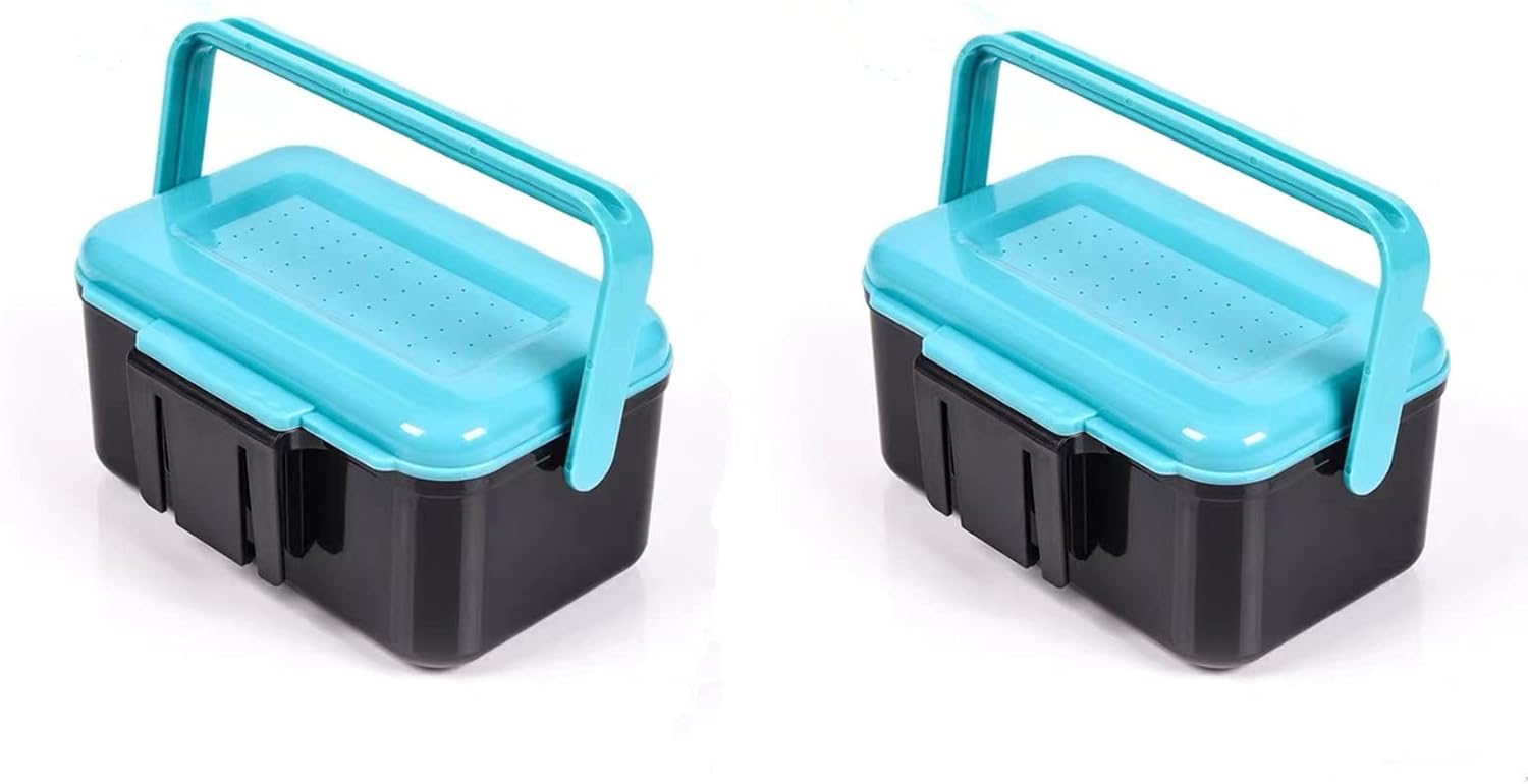 2PCS Worm Bait Holder, Bait Storage Box, Fishing-Accessories Boxes Storage Containers Blue