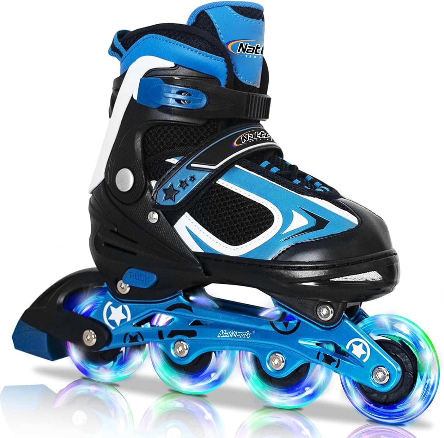 Nattork Adjustable Inline Skates for Kids with Light Up Wheel, Outdoor & Indoor Illuminating Blades Roller Skates for Boys and Girls, Beginners