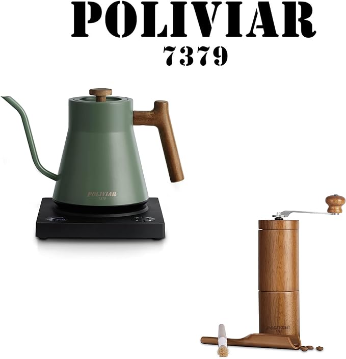 POLIVIAR Electric Gooseneck Kettle & Manual Coffee Grinder