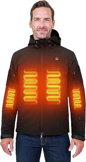 Heated Jacket for Men and Women, ANTARCTICA GEAR Winter Coat with 12V 16000mAh Battery Pack, Soft Shell Heating Hood Jacket