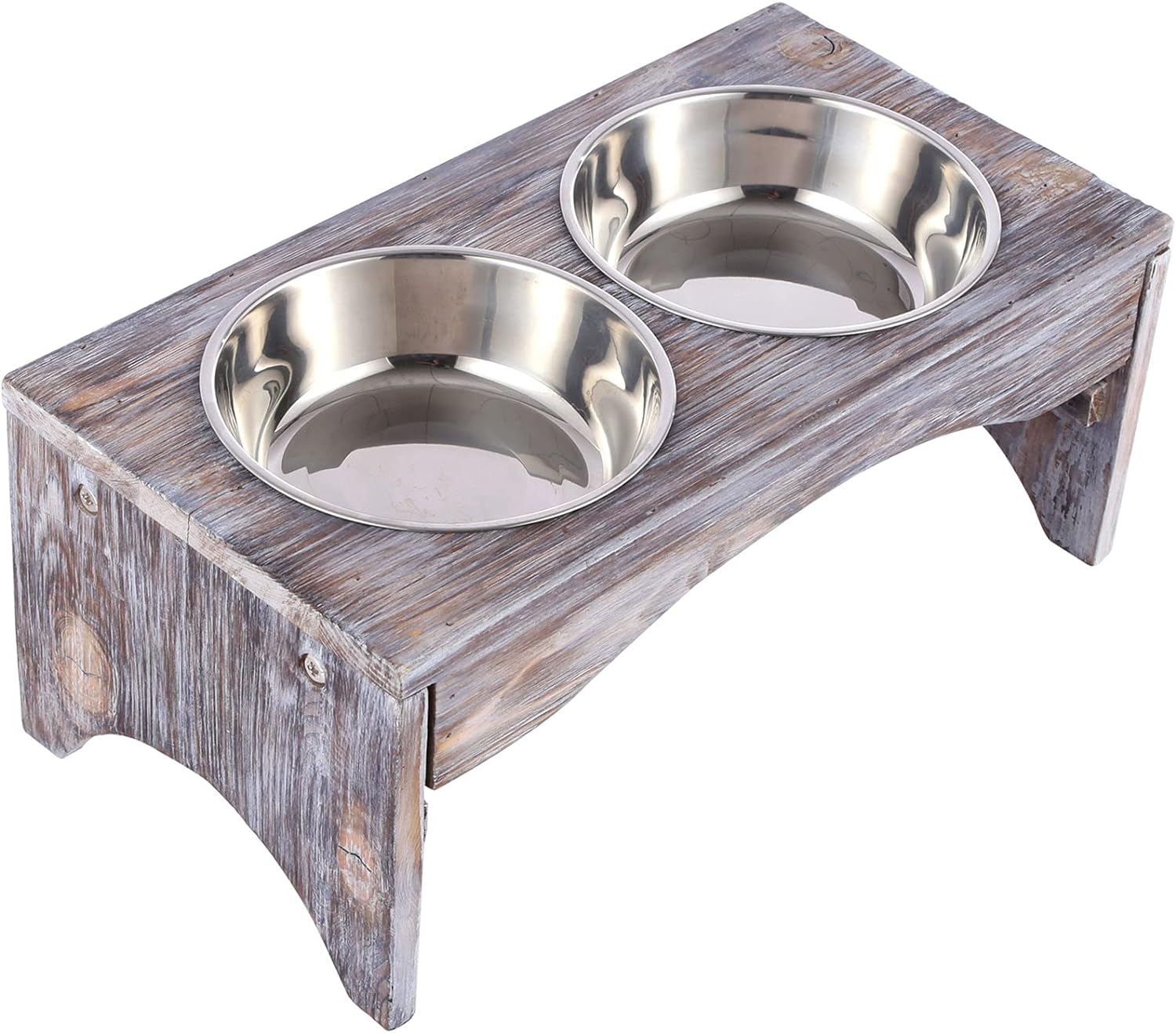 Satauko Elevated Dog Bowls with 2 Removable Stainless Steel Bowls, Wooden Raised Stand Dog Food and Water Bowls Diner Pet Feeder, Nonslip No Spill Pet Elevated Feeder for Medium and Large Dog.