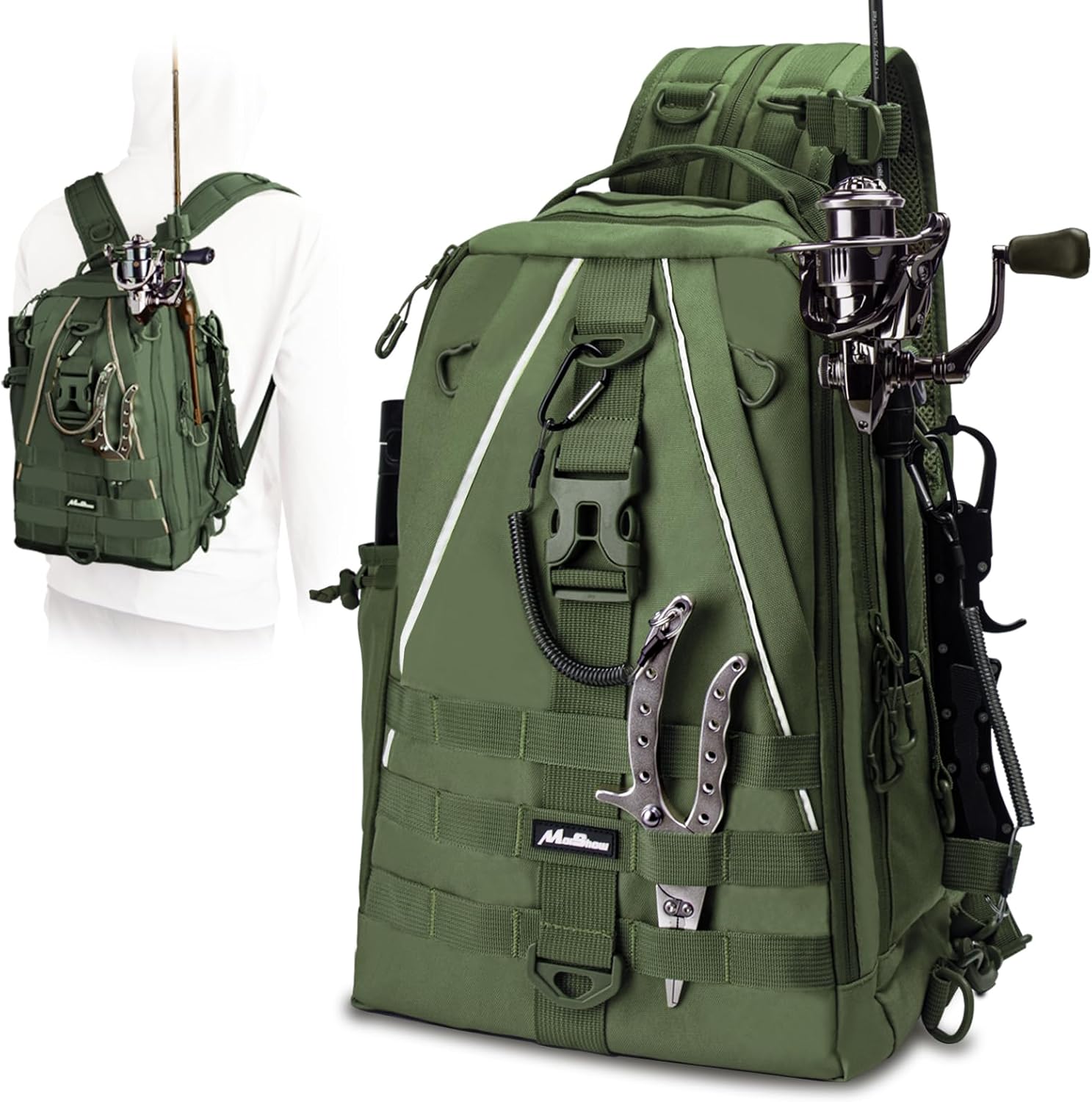 Fishing Backpack Tackle Bag, Fishing Tackle Backpack with Rod Holder, Tackle Box Backpack