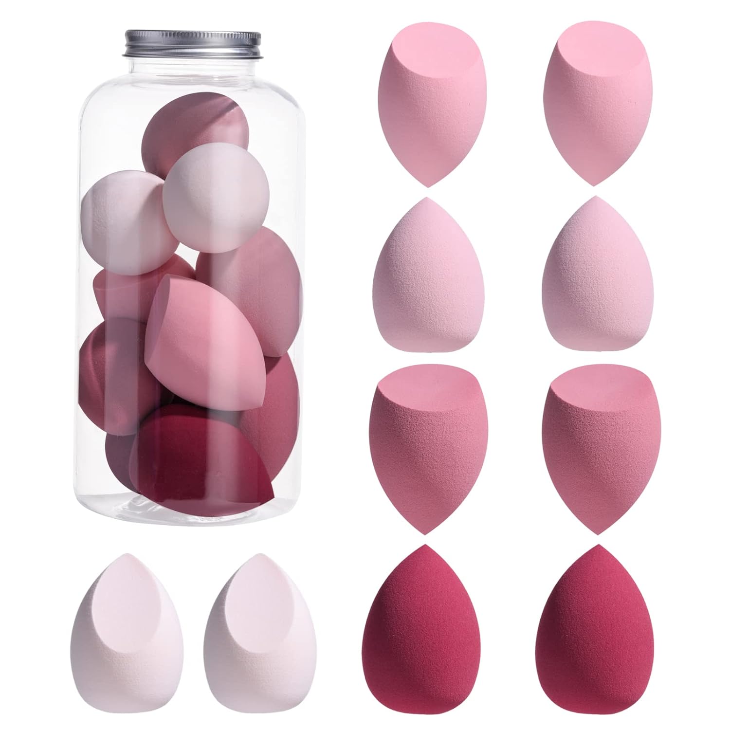 Makeup Sponge Set BS-MALL 10 Pcs blender sponge for Liquid, Cream, and Powder, Multi-colored Makeup Sponges