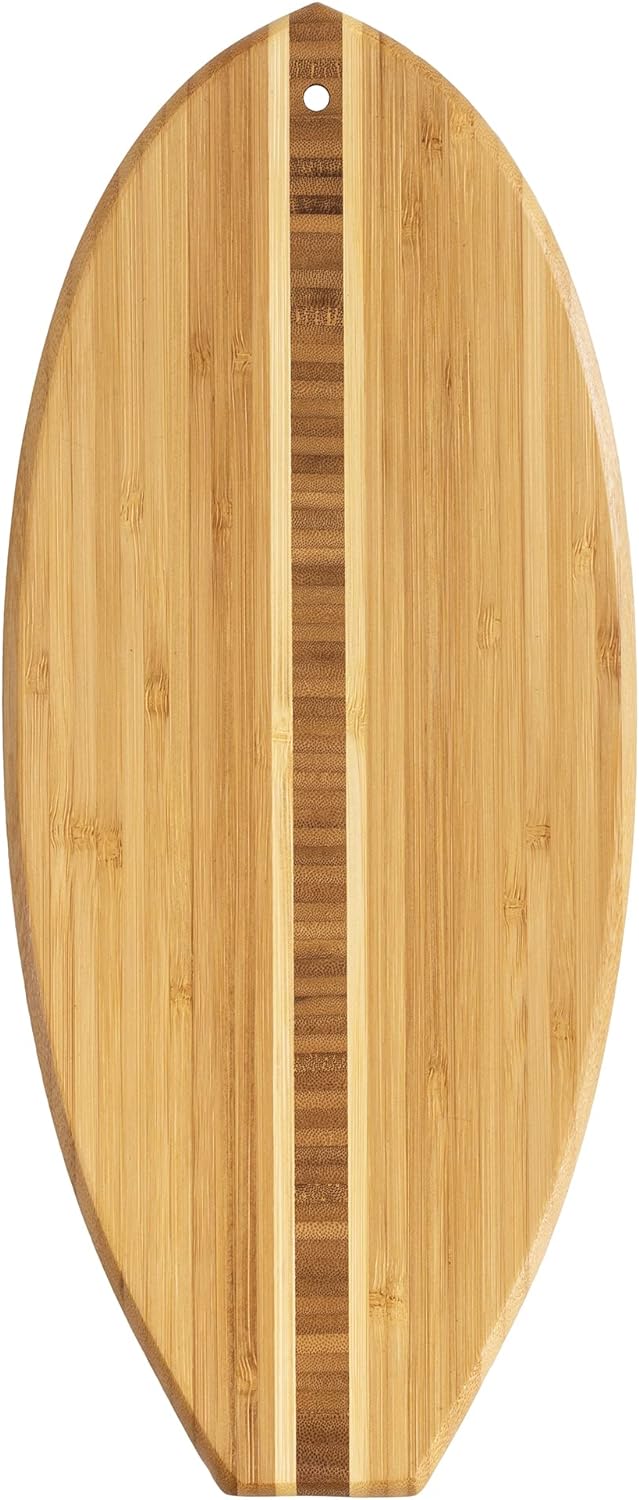 Totally Bamboo Lil' Surfer Surfboard Shaped Bamboo Serving and Cutting Board, 14-1/2 x 6, Brown