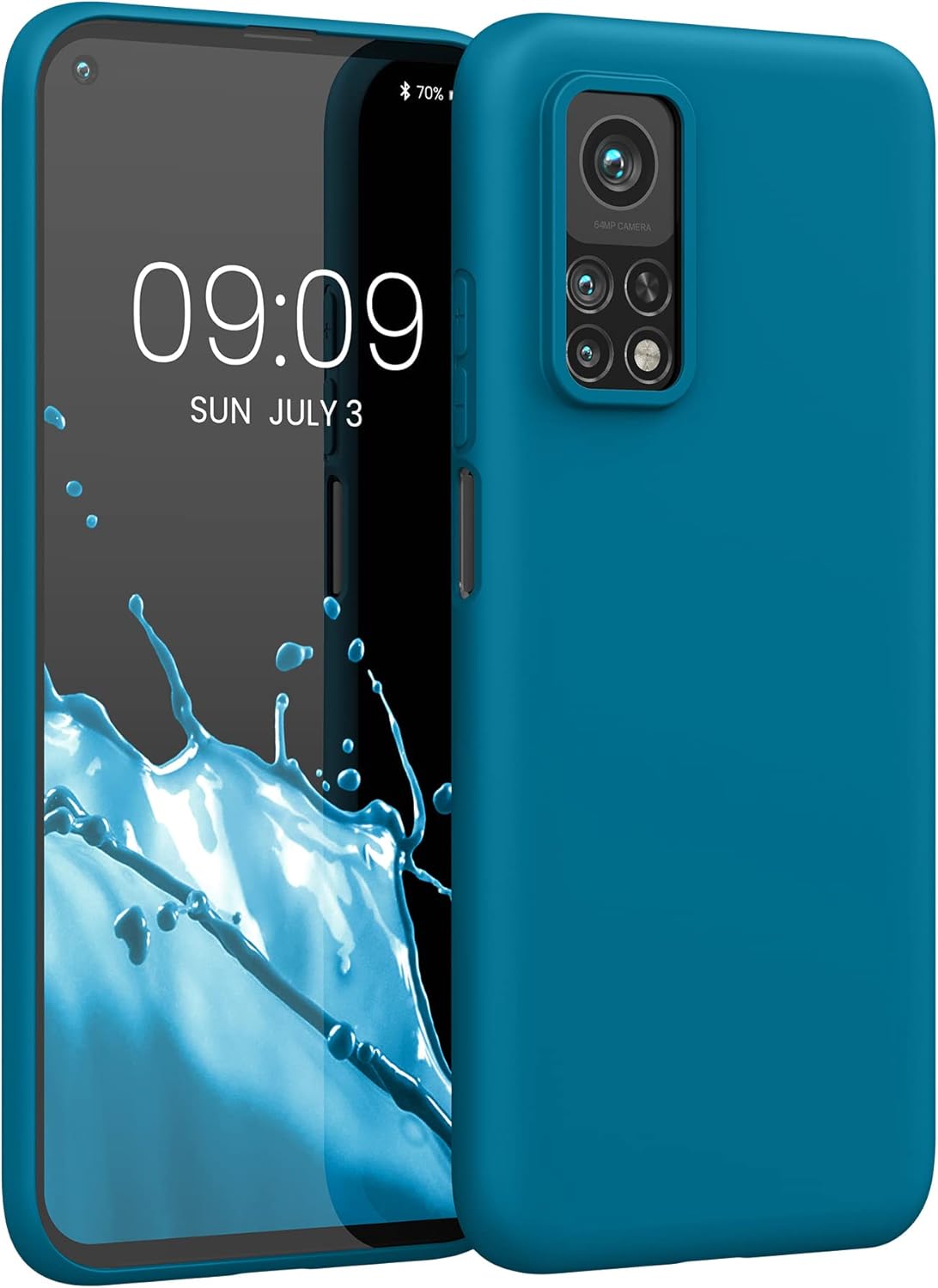 kwmobile Case Compatible with Xiaomi Mi 10T / Mi 10T Pro Case - Soft Slim Protective TPU Silicone Cover - Caribbean Blue