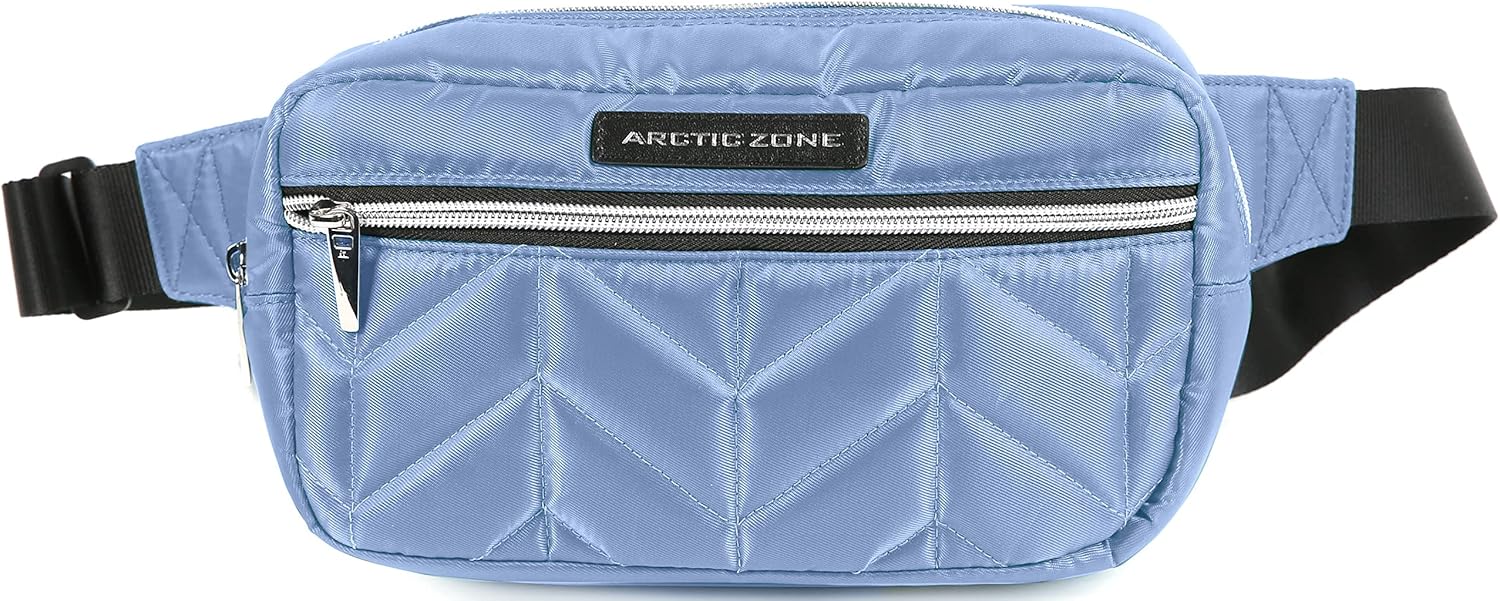 Arctic Zone Quilted Crossbody Insulated Lunch Pack - Belt Bag Insulated Lunch Bag - Bel Air Blue