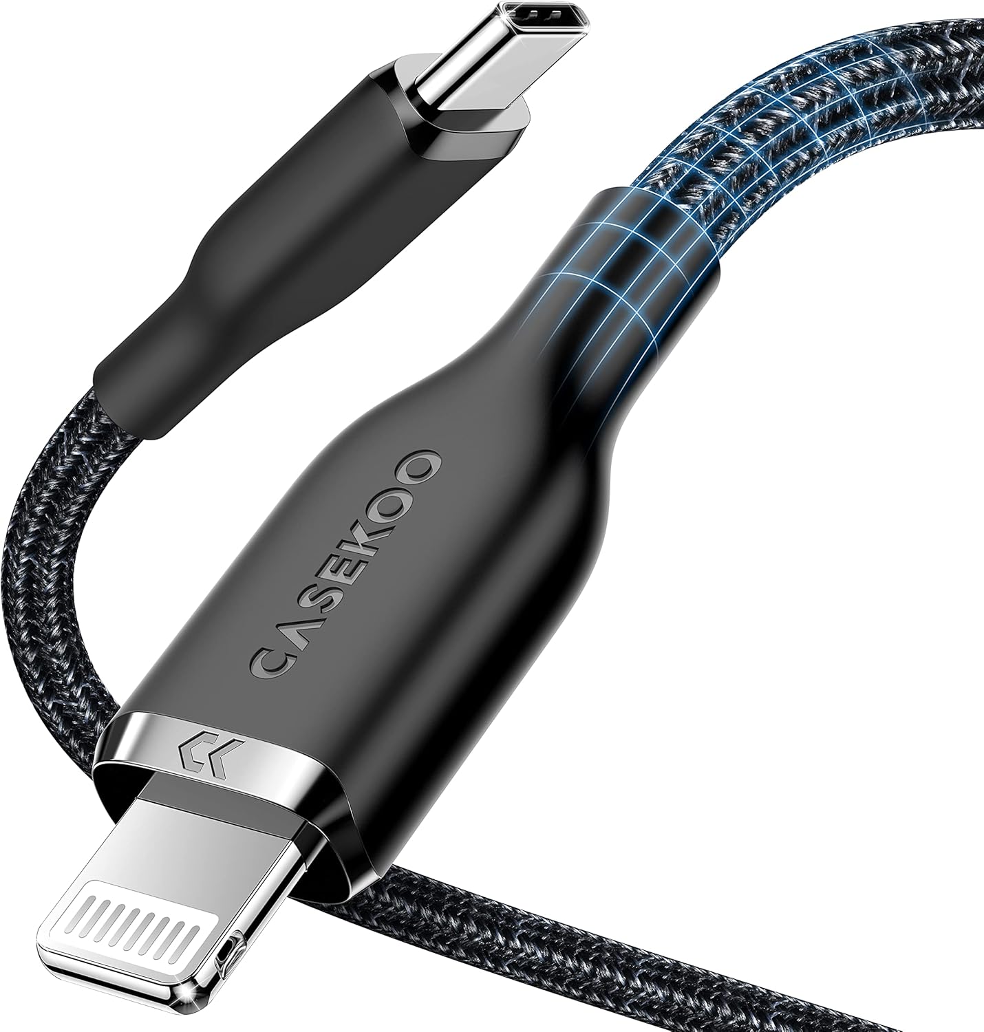 CASEKOO 2023 Upgrade [Fastest and Safest Charging] [Never Break] Apple MFi Certified iPhone Charger Cord 3 FT, Nylon Braid USB C Cable Lightning Cable for iPhone 14/13/12 Pro Max