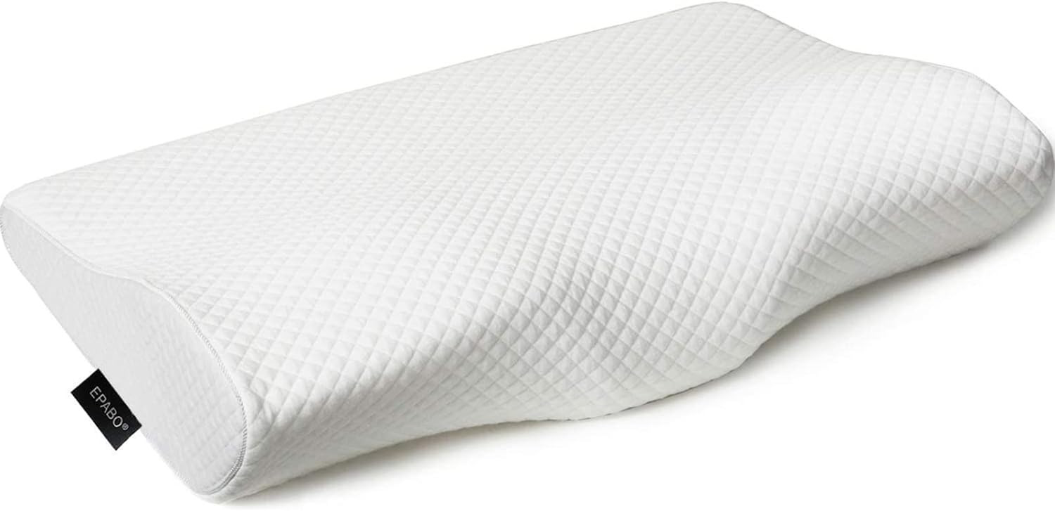 Contour Memory Foam Pillow Orthopedic Sleeping Pillows, Ergonomic Cervical Pillow for Neck Pain - for Side Sleepers, Back and Stomach Sleepers, Free Pillowcase Included (Firm & Queen)