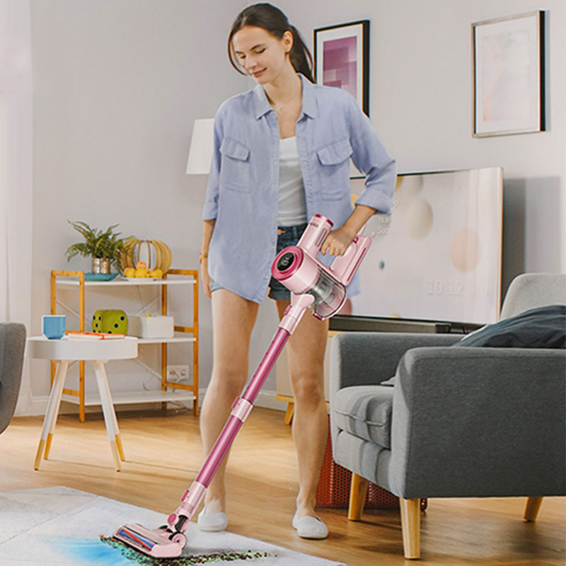 Homeika- Pro Version- 28k PA Cordless Vacuum- Digital Display- 50 Min Run Time- 3 Speeds- Telescopic  300 Watts- Brushless Motor- 8 in 1- HEPA Filter- for All Floors- Detachable Battery Pink