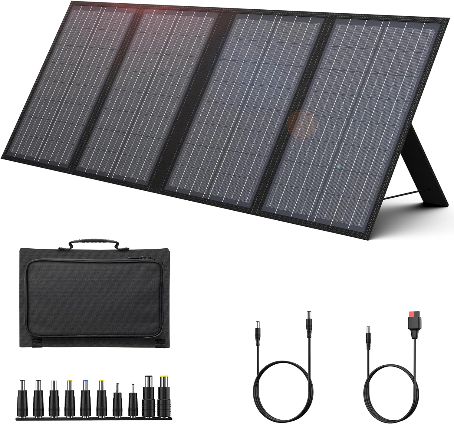 Foldable Solar Panel Charger 60W with 18V DC Output (11 Connectors) for 100W~350W Portable Power Stations Jackery/Rockpals/Flashfish/Enginstar, Portable Solar Generator for Outdoor Camping Van RV Trip