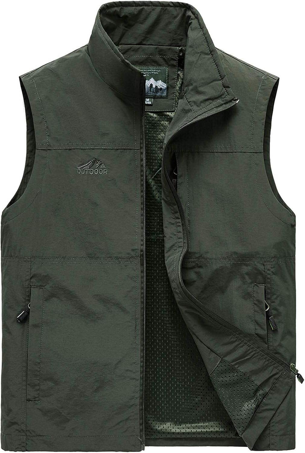 Flygo mens Casual Outdoor Lightweight Quick Dry Safari Travel Fishing Vest Utility Pockets