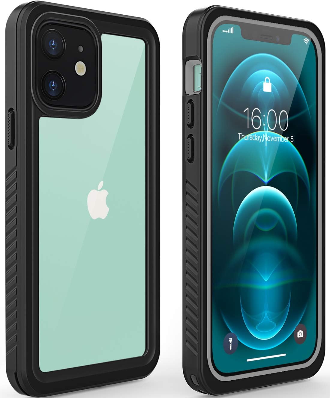 for iPhone 12 Waterproof Case,Waterproof Shockproof Dustproof IP68 Full-Body Hard Case Built-in Screen Protector Underwater Outdoor Waterproof Cover for iPhone 12,6.1 in (Clear)