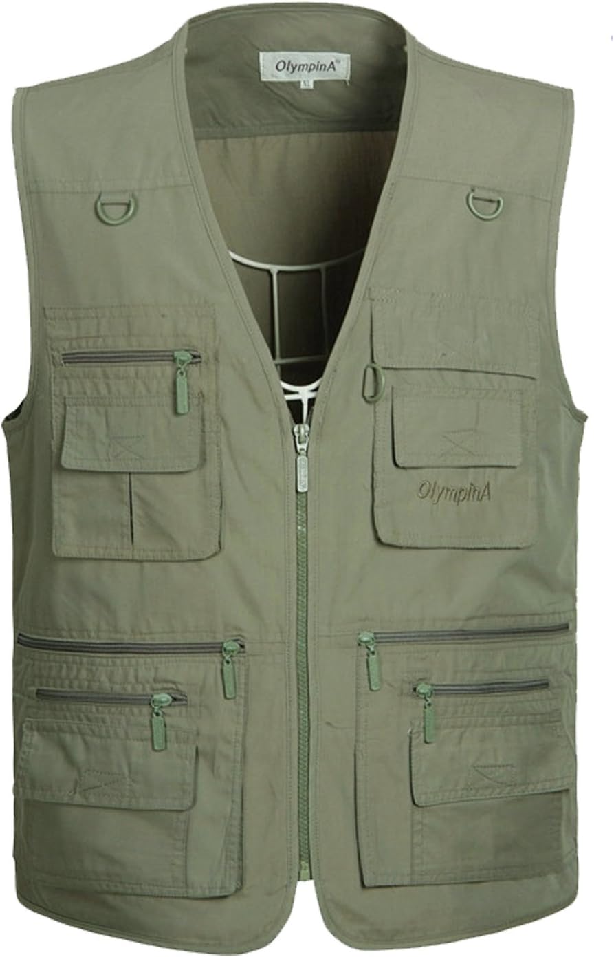 Flygo Mens Summer Outdoor Work Safari Fishing Travel Photo Vest with Pockets