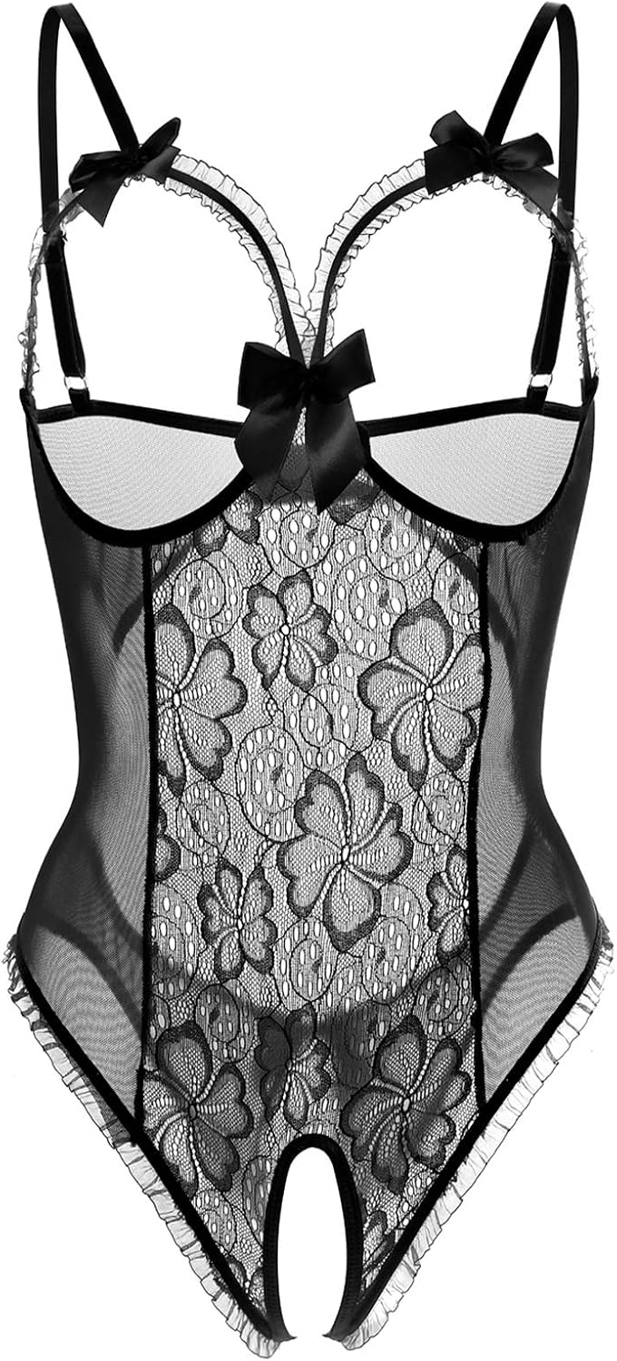 Lingerie for Women Sexy Teddy One-Piece Lace Babydoll Bodysuit Nightie Plus Size