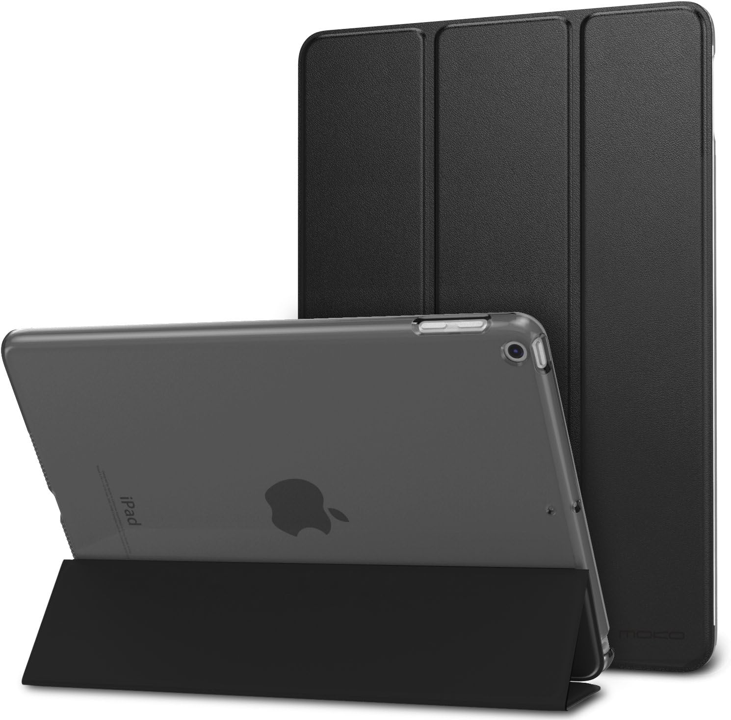 MoKo Case Fit 2018/2017 iPad 9.7 6th/5th Generation - Slim Lightweight Smart Shell Stand Cover with Translucent Frosted Back Protector Fit Apple iPad 9.7 Inch 2018/2017, Black(Auto Wake/Sleep)