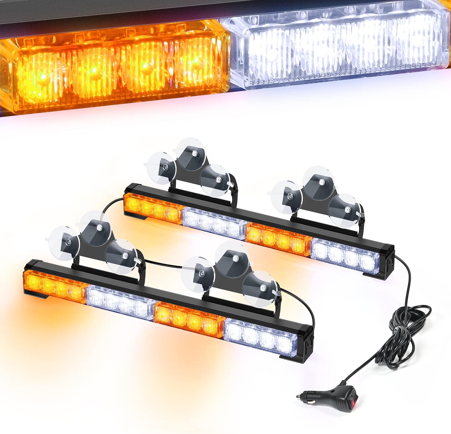 Nilight Traffic Advisor Emergency Strobe Light Bar 2 In 1 17Inch 32LED 23 Flash Patterns Directional Safety Warning Lights with Cigar Lighter on Trucks Police Construction Vehicles, 2 Year Warranty