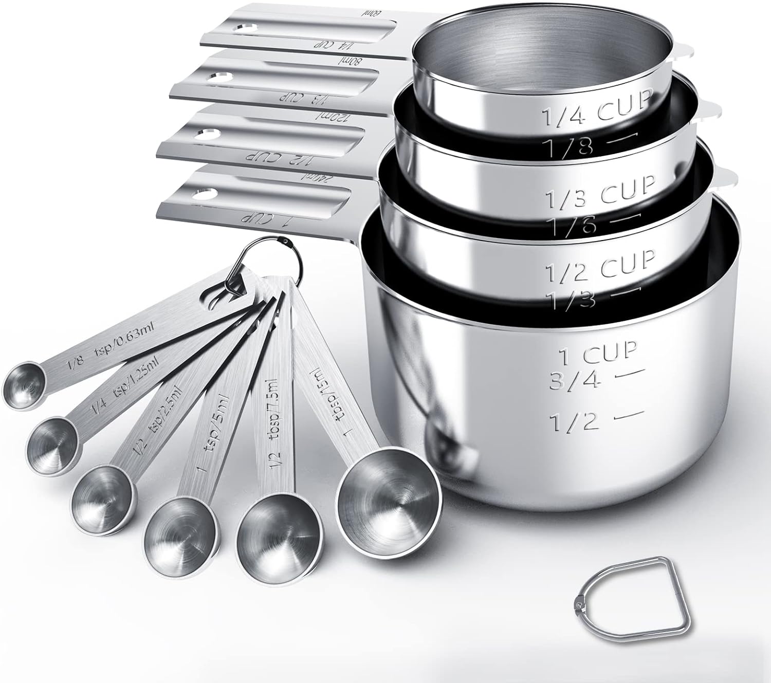 TILUCK Stainless Steel Measuring Cups & Spoons Set, Cups and Spoons,Kitchen Gadgets for Cooking & Baking (Medium)