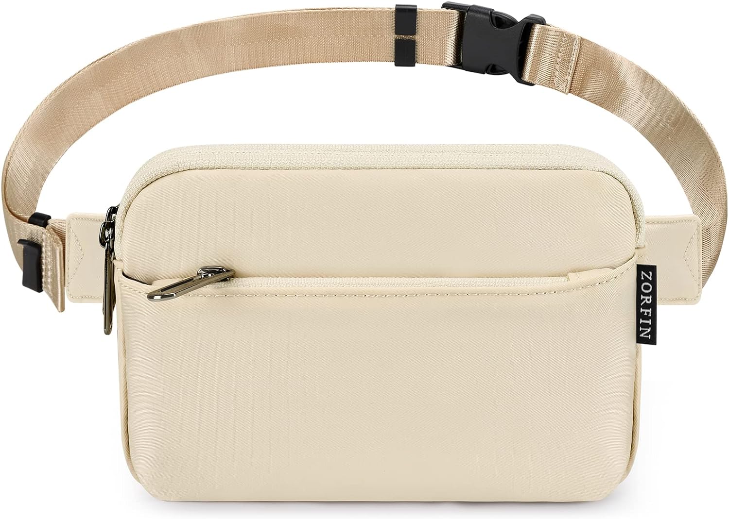 ZORFIN Fanny Packs for Women Men: Crossbody Belt Bag with Adjustable Strap - Fashion Waist Packs for Workout Running Traveling Hiking Ivory